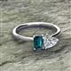 2 - Esther Emerald Shape London Blue Topaz & Heart Shape Forever Brilliant Moissanite 2 Stone Duo Ring 