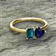2 - Esther Emerald Shape London Blue Topaz & Heart Shape Lab Created Blue Sapphire 2 Stone Duo Ring 