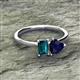 2 - Esther Emerald Shape London Blue Topaz & Heart Shape Lab Created Blue Sapphire 2 Stone Duo Ring 