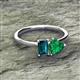 2 - Esther Emerald Shape London Blue Topaz & Heart Shape Lab Created Emerald 2 Stone Duo Ring 