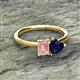 2 - Esther Emerald Shape Morganite & Heart Shape Lab Created Blue Sapphire 2 Stone Duo Ring 