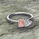2 - Esther GIA Certified Heart Shape Diamond & Emerald Shape Morganite 2 Stone Duo Ring 