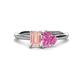 1 - Esther Emerald Shape Morganite & Heart Shape Lab Created Pink Sapphire 2 Stone Duo Ring 