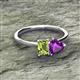 2 - Esther Emerald Shape Peridot & Heart Shape Amethyst 2 Stone Duo Ring 