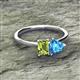 2 - Esther Emerald Shape Peridot & Heart Shape Blue Topaz 2 Stone Duo Ring 