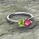 2 - Esther Emerald Shape Peridot & Heart Shape Pink Tourmaline 2 Stone Duo Ring 