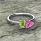 2 - Esther Emerald Shape Peridot & Heart Shape Pink Sapphire 2 Stone Duo Ring 
