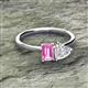 2 - Esther Emerald Shape Pink Sapphire & Heart Shape White Sapphire 2 Stone Duo Ring 