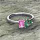 2 - Esther Emerald Shape Pink Sapphire & Heart Shape Lab Created Alexandrite 2 Stone Duo Ring 