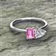 2 - Esther Emerald Shape Pink Sapphire & Heart Shape Forever Brilliant Moissanite 2 Stone Duo Ring 