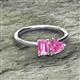 2 - Esther Emerald Shape Pink Sapphire & Heart Shape Lab Created Pink Sapphire 2 Stone Duo Ring 