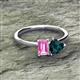2 - Esther Emerald Shape Pink Sapphire & Heart Shape London Blue Topaz 2 Stone Duo Ring 