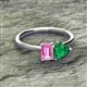 2 - Esther Emerald Shape Pink Sapphire & Heart Shape Lab Created Emerald 2 Stone Duo Ring 