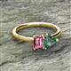 2 - Esther Emerald Shape Pink Tourmaline & Heart Shape Lab Created Alexandrite 2 Stone Duo Ring 