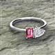 2 - Esther Emerald Shape Pink Tourmaline & Heart Shape Lab Created White Sapphire 2 Stone Duo Ring 