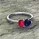 2 - Esther Emerald Shape Lab Created Ruby & Heart Shape Lab Created Blue Sapphire 2 Stone Duo Ring 