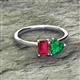2 - Esther Emerald Shape Lab Created Ruby & Heart Shape Lab Created Emerald 2 Stone Duo Ring 