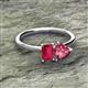 2 - Esther Emerald Shape Lab Created Ruby & Heart Shape Pink Tourmaline 2 Stone Duo Ring 