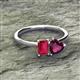 2 - Esther Emerald Shape Lab Created Ruby & Heart Shape Rhodolite Garnet 2 Stone Duo Ring 