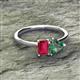 2 - Esther Emerald Shape Lab Created Ruby & Heart Shape Lab Created Alexandrite 2 Stone Duo Ring 