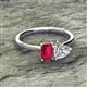 2 - Esther GIA Certified Heart Shape Diamond & Emerald Shape Lab Created Ruby 2 Stone Duo Ring 
