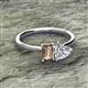2 - Esther IGI Certified Heart Shape Lab Grown Diamond & Emerald Shape Smoky Quartz 2 Stone Duo Ring 
