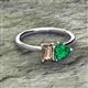 2 - Esther Emerald Shape Smoky Quartz & Heart Shape Lab Created Emerald 2 Stone Duo Ring 