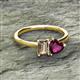 2 - Esther Emerald Shape Smoky Quartz & Heart Shape Rhodolite Garnet 2 Stone Duo Ring 