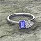 2 - Esther IGI Certified Heart Shape Lab Grown Diamond & Emerald Shape Tanzanite 2 Stone Duo Ring 