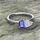 2 - Esther Emerald Shape Tanzanite & Heart Shape Lab Created White Sapphire 2 Stone Duo Ring 