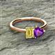 2 - Esther Emerald Shape Lab Created Yellow Sapphire & Heart Shape Amethyst 2 Stone Duo Ring 