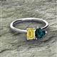 2 - Esther Emerald Shape Lab Created Yellow Sapphire & Heart Shape London Blue Topaz 2 Stone Duo Ring 