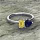 2 - Esther Emerald Shape Lab Created Yellow Sapphire & Heart Shape Lab Created Blue Sapphire 2 Stone Duo Ring 