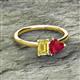 2 - Esther Emerald Shape Lab Created Yellow Sapphire & Heart Shape Lab Created Ruby 2 Stone Duo Ring 
