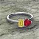 2 - Esther Emerald Shape Lab Created Yellow Sapphire & Heart Shape Lab Created Ruby 2 Stone Duo Ring 