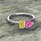 2 - Esther Emerald Shape Lab Created Yellow Sapphire & Heart Shape Pink Sapphire 2 Stone Duo Ring 
