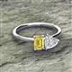 2 - Esther Emerald Shape Lab Created Yellow Sapphire & Heart Shape White Sapphire 2 Stone Duo Ring 