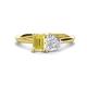 1 - Esther Emerald Shape Lab Created Yellow Sapphire & Heart Shape Lab Created White Sapphire 2 Stone Duo Ring 