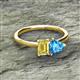 2 - Esther Emerald Shape Lab Created Yellow Sapphire & Heart Shape Blue Topaz 2 Stone Duo Ring 