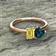 2 - Esther Emerald Shape Lab Created Yellow Sapphire & Heart Shape London Blue Topaz 2 Stone Duo Ring 