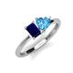 3 - Esther Emerald Shape Lab Created Blue Sapphire & Heart Shape Blue Topaz 2 Stone Duo Ring 
