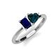 3 - Esther Emerald Shape Lab Created Blue Sapphire & Heart Shape London Blue Topaz 2 Stone Duo Ring 