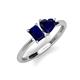 3 - Esther Emerald Shape Lab Created Blue Sapphire & Heart Shape Lab Created Blue Sapphire 2 Stone Duo Ring 