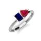 3 - Esther Emerald Shape Lab Created Blue Sapphire & Heart Shape Lab Created Ruby 2 Stone Duo Ring 