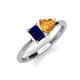 3 - Esther Emerald Shape Lab Created Blue Sapphire & Heart Shape Citrine 2 Stone Duo Ring 