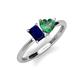 3 - Esther Emerald Shape Lab Created Blue Sapphire & Heart Shape Lab Created Alexandrite 2 Stone Duo Ring 