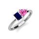 3 - Esther Emerald Shape Lab Created Blue Sapphire & Heart Shape Lab Created Pink Sapphire 2 Stone Duo Ring 