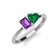 3 - Esther Emerald Shape Amethyst & Heart Shape Lab Created Emerald 2 Stone Duo Ring 