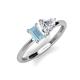 3 - Esther IGI Certified Heart Shape Lab Grown Diamond & Emerald Shape Aquamarine 2 Stone Duo Ring 