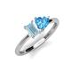 3 - Esther Emerald Shape Aquamarine & Heart Shape Blue Topaz 2 Stone Duo Ring 